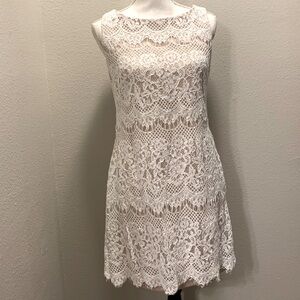 White and nude lace sleeveless dress size 10